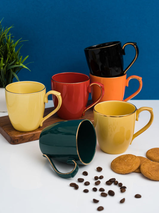 Polo Blush Coffee & Tea Mugs, 200ml, Set of 6 (Multicolour)