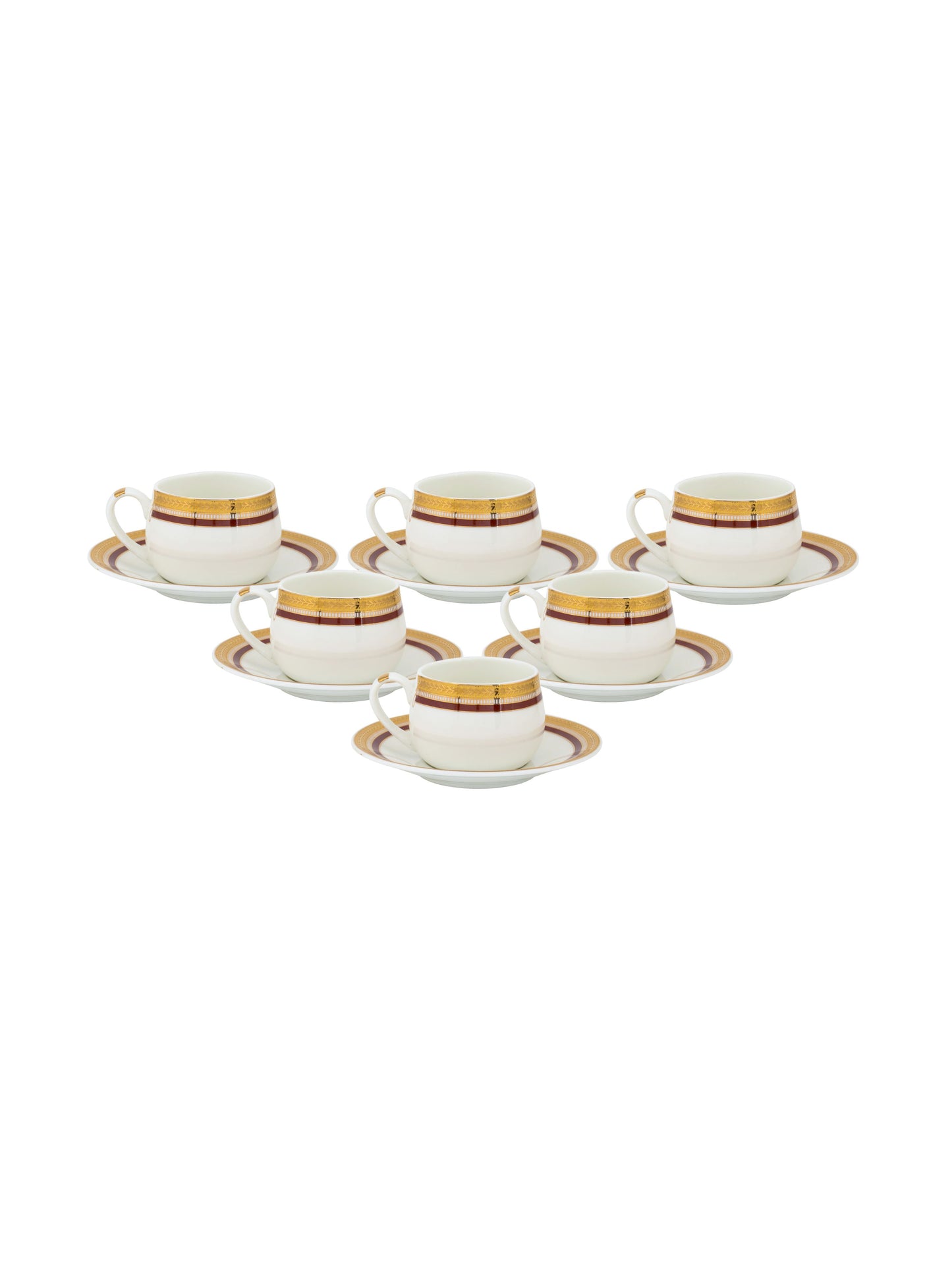 JCPL Coral Aroma Cup & Saucer, 145ml, Set of 12 (6 Cups + 6 Saucers) (AS3)