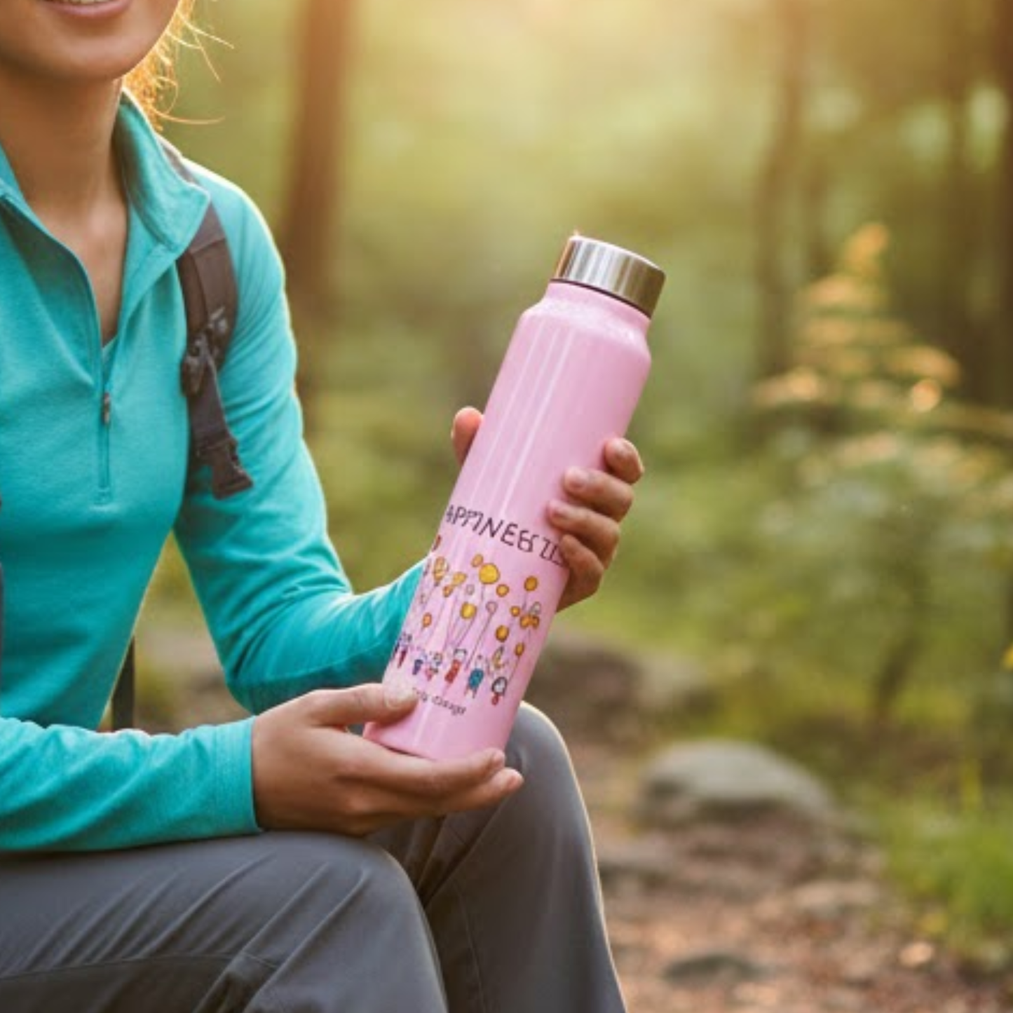 Vacbott Happiness is... Single Walled Non Insulated Water Bottle