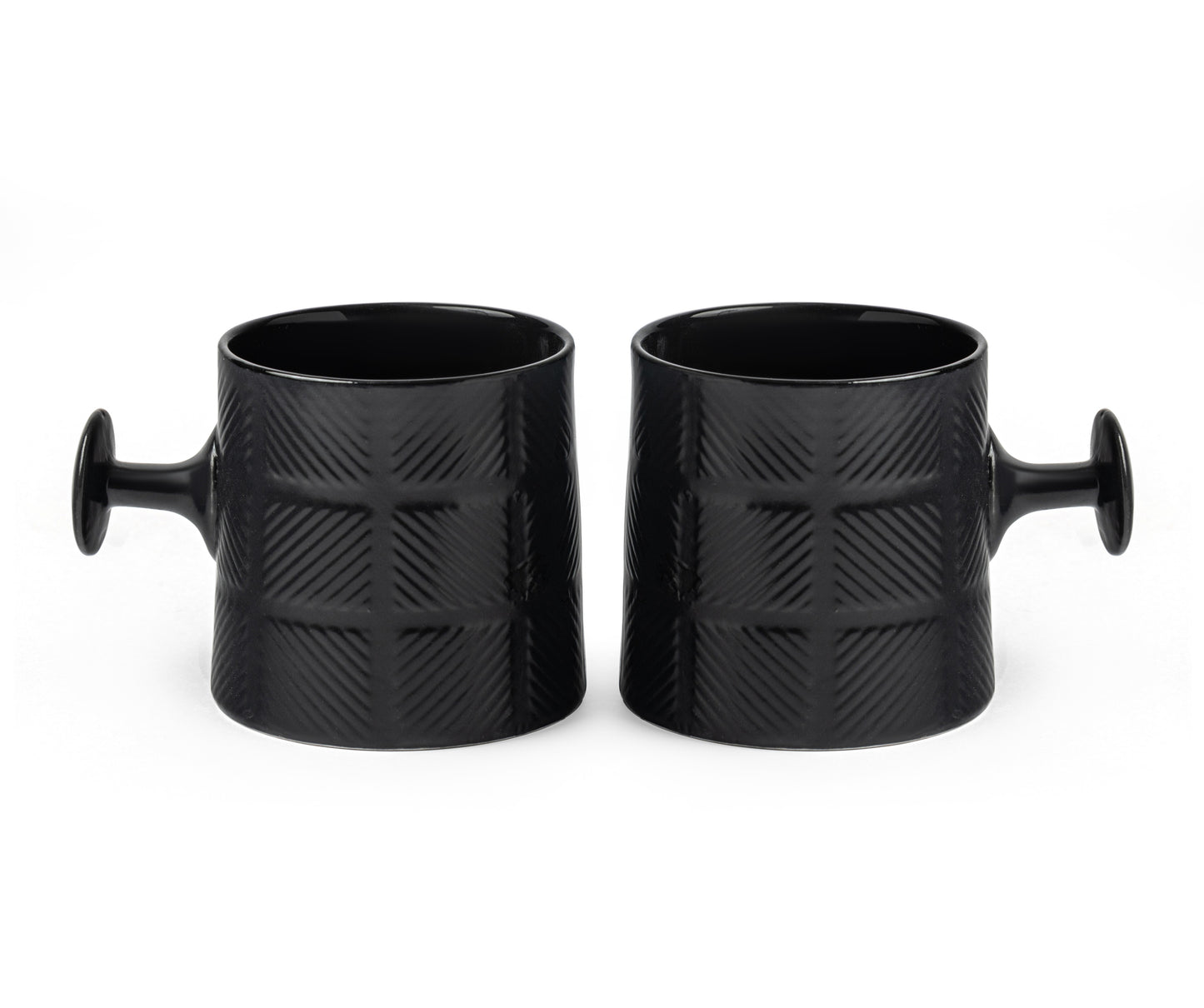 JCPL Bold Checkmate Coffee & Tea Mugs Set of 6, Black