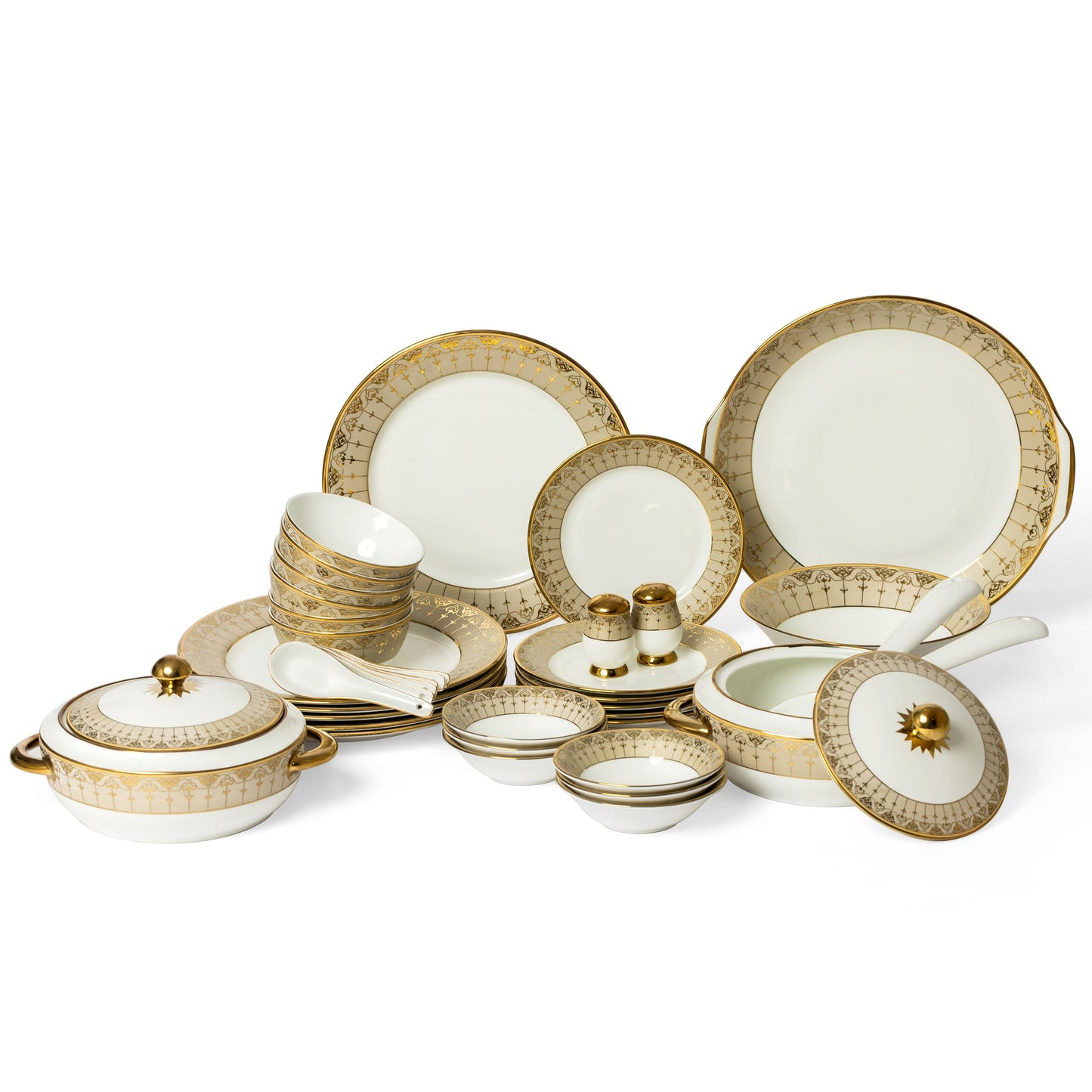 Clay Craft Georgian Ebony Ceramic Dinner Set, 40-Piece (E603)