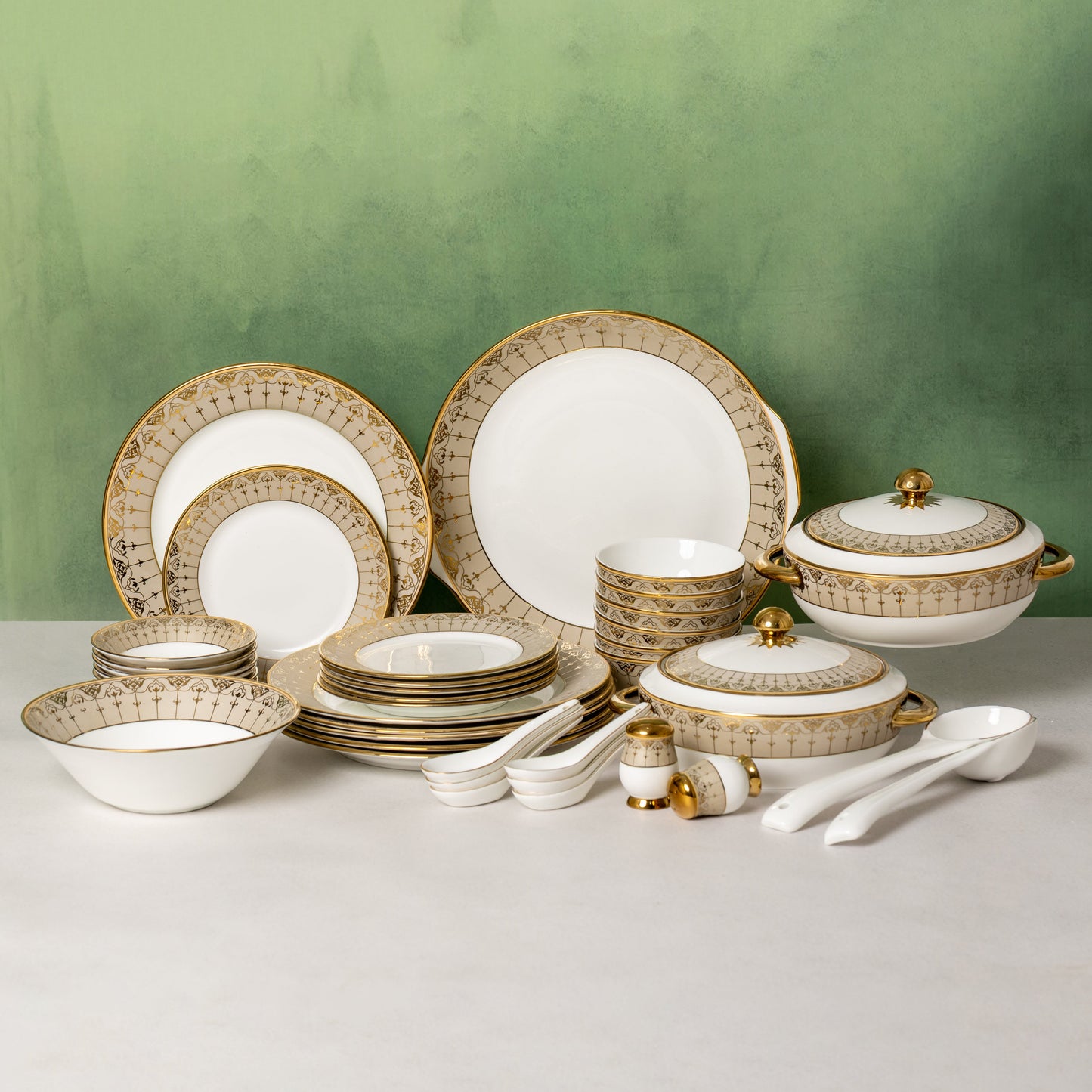 Clay Craft Georgian Ebony Ceramic Dinner Set, 40-Piece (E603)