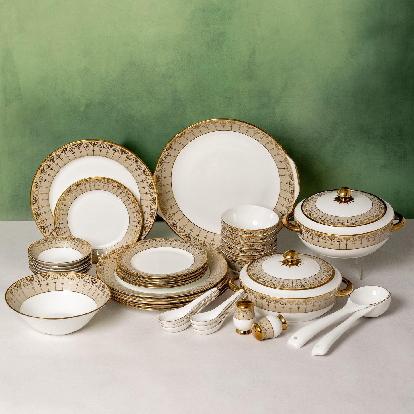 Clay Craft Georgian Ebony Ceramic Dinner Set, 40-Piece (E603)