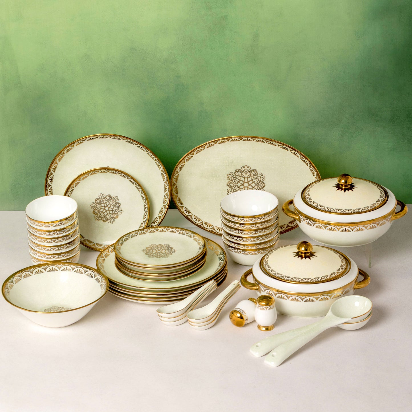 Clay Craft Urmi Ebony Ceramic Dinner Set, 40-Piece (DLX-702)