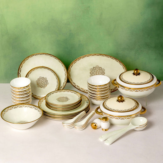 Clay Craft Urmi Ebony Dinner Set of 40 Pcs (DLX-702)