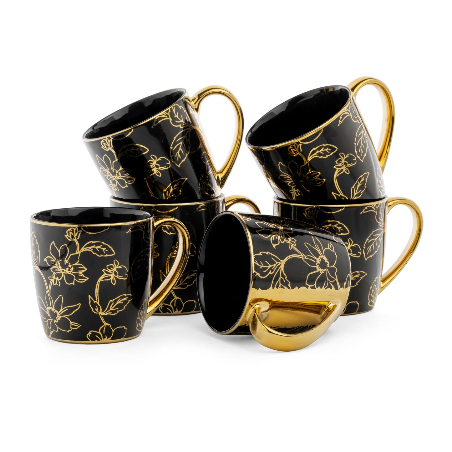 Clay Craft Alton Ebony DLX Coffee & Tea Mugs Set of 6 (E657)