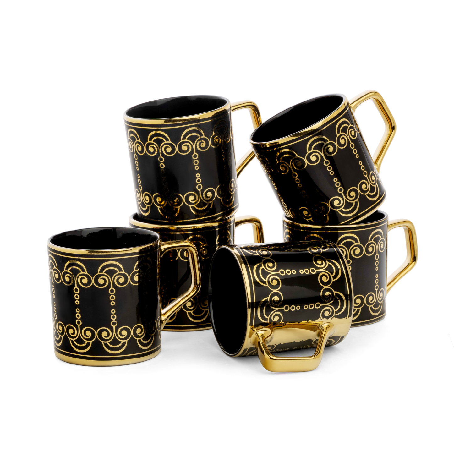 Director Ebony DLX Coffee & Tea Mugs, 200ml, Set of 6 (E624)