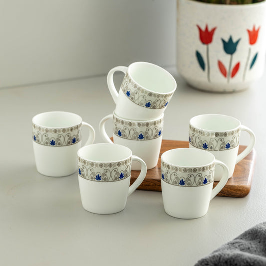 Clay Craft Nancy Super Floral Coffee & Tea Mugs, Set of 6 (S304)