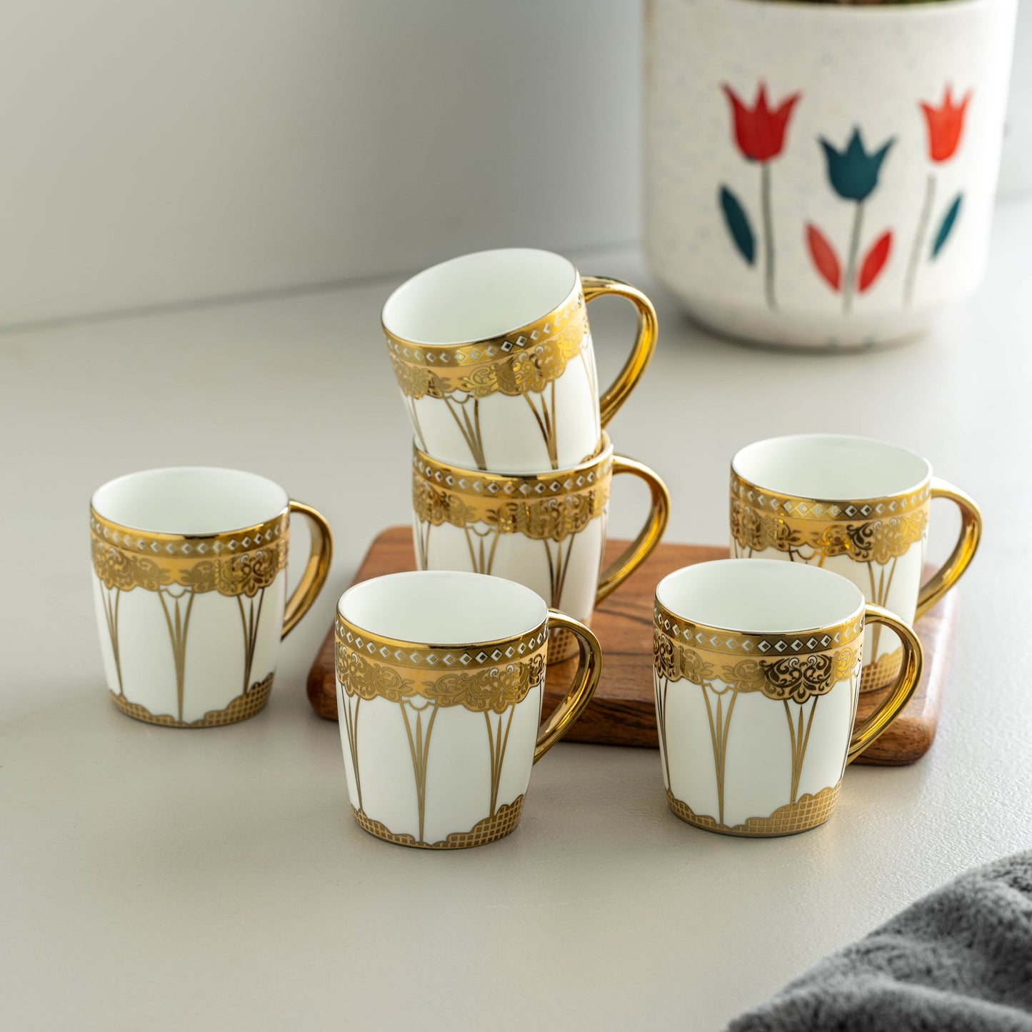 Clay Craft Rana Ebony Coffee & Tea Mugs Set of 6 (E655)