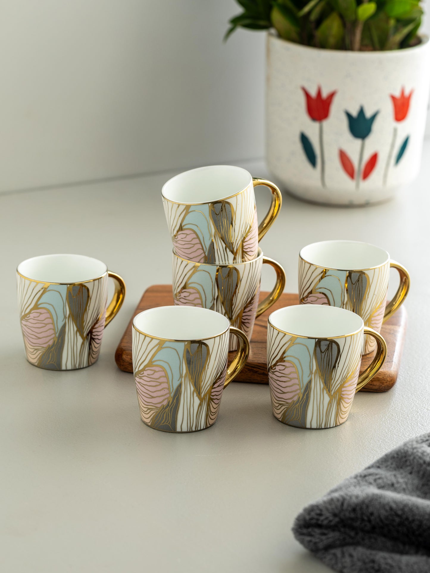 Clay Craft Rana Ebony Coffee & Tea Mugs Set of 6 (E606)