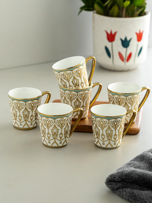 Clay Craft Rock Ebony Natural Beauty Coffee Mugs Set of 6 (E629), 160 ml