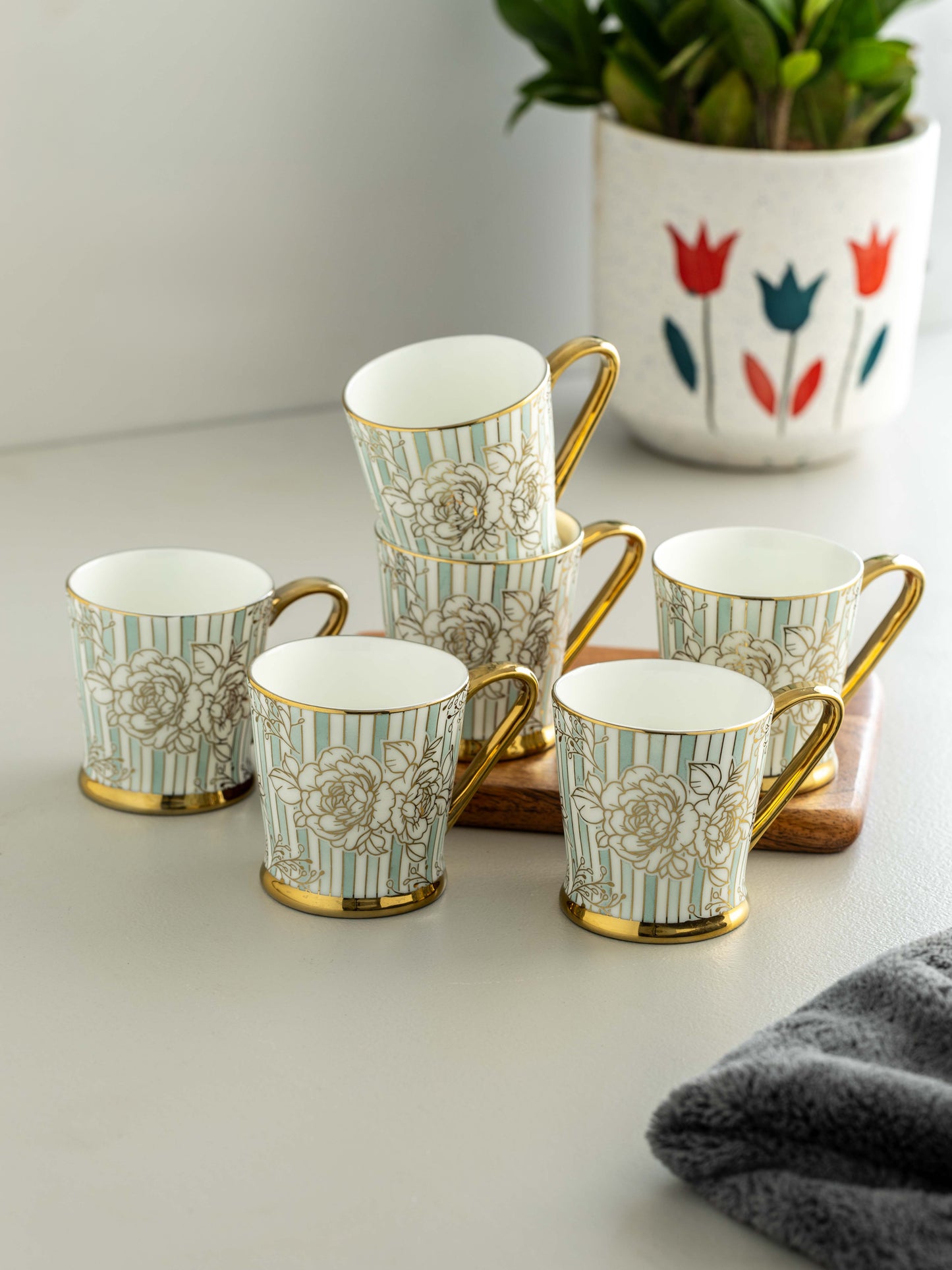 Clay Craft Peter Ebony Coffee & Tea Mugs Set of 6 (E631)