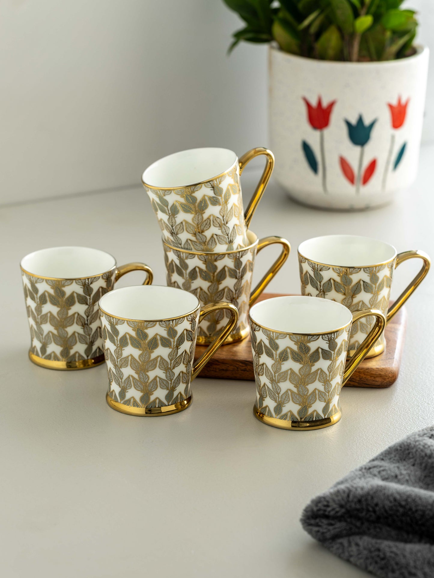 Clay Craft Peter Ebony Coffee & Tea Mugs Set of 6 (E629)