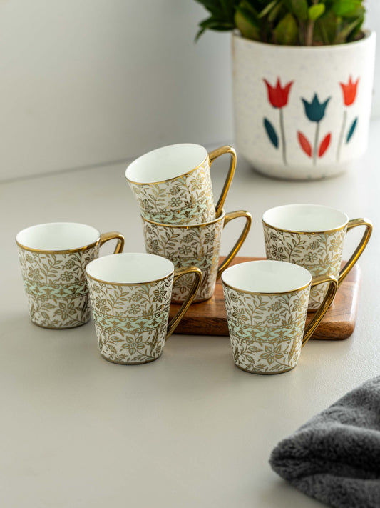 Clay Craft Rock Ebony Natural Beauty Coffee Mugs Set of 6 (E630), 160 ml