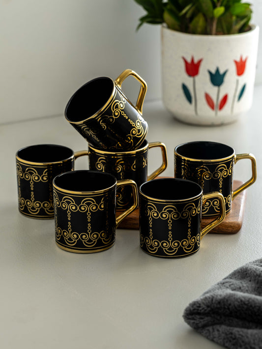 Director Ebony DLX Coffee & Tea Mugs, 200ml, Set of 6 (E624)