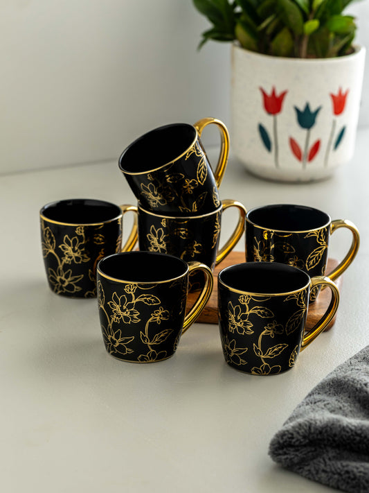 Clay Craft Alton Ebony DLX Coffee & Tea Mugs Set of 6 (E657)