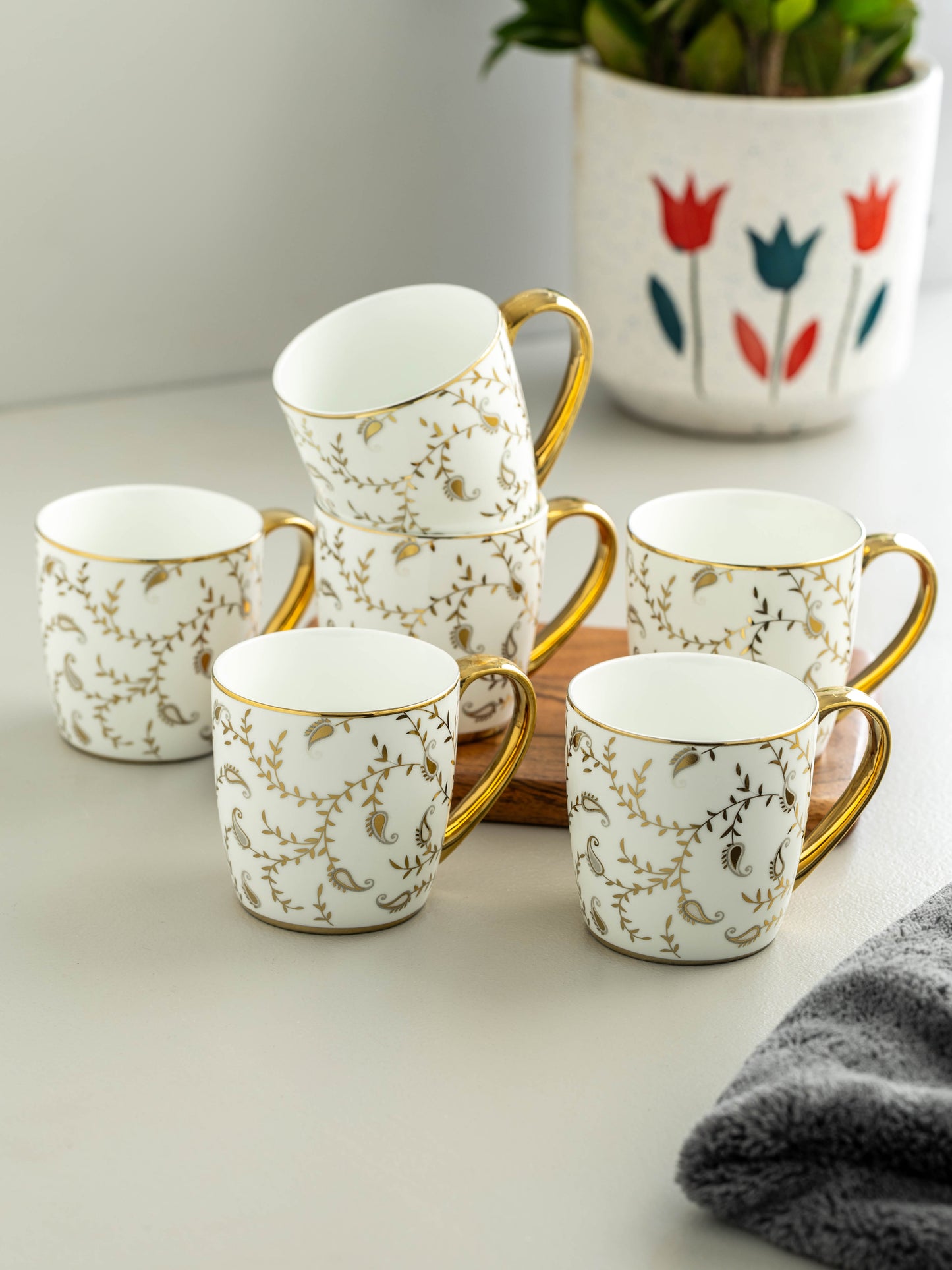 Clay Craft Alton Ebony Coffee & Tea Mugs Set of 6 (E658)