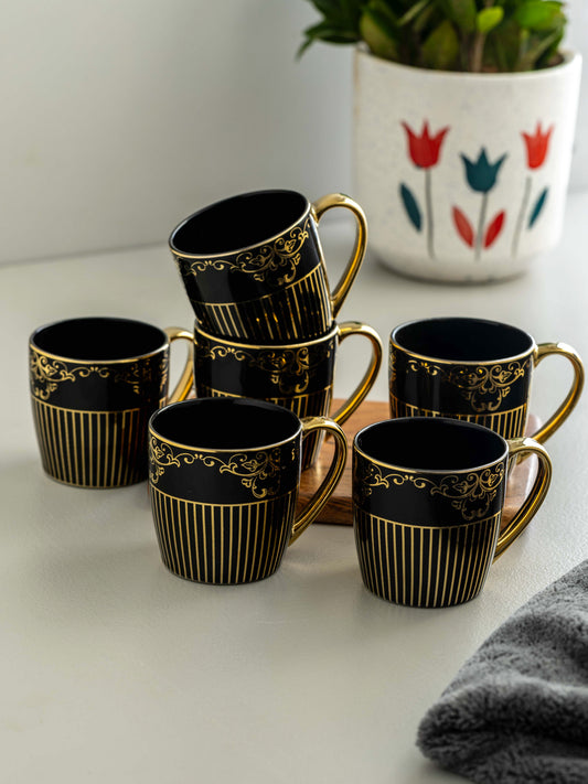 Clay Craft Alton Ebony DLX Coffee & Tea Mugs Set of 6 (E656)