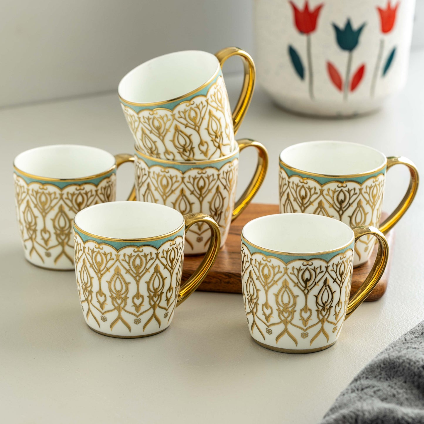Clay Craft Alton Ebony Coffee & Tea Mugs Set of 6 (E629)
