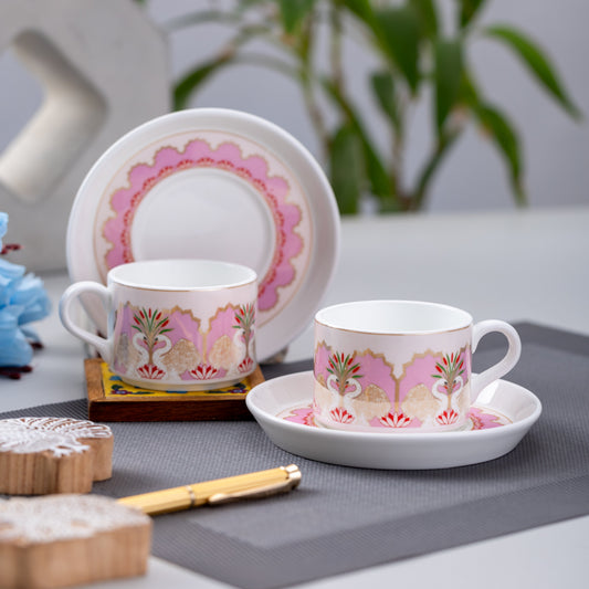 Clay Craft Rio Cup & Saucer, 135 ml, Set of 12 (6 Cups + 6 Saucers) (1207)