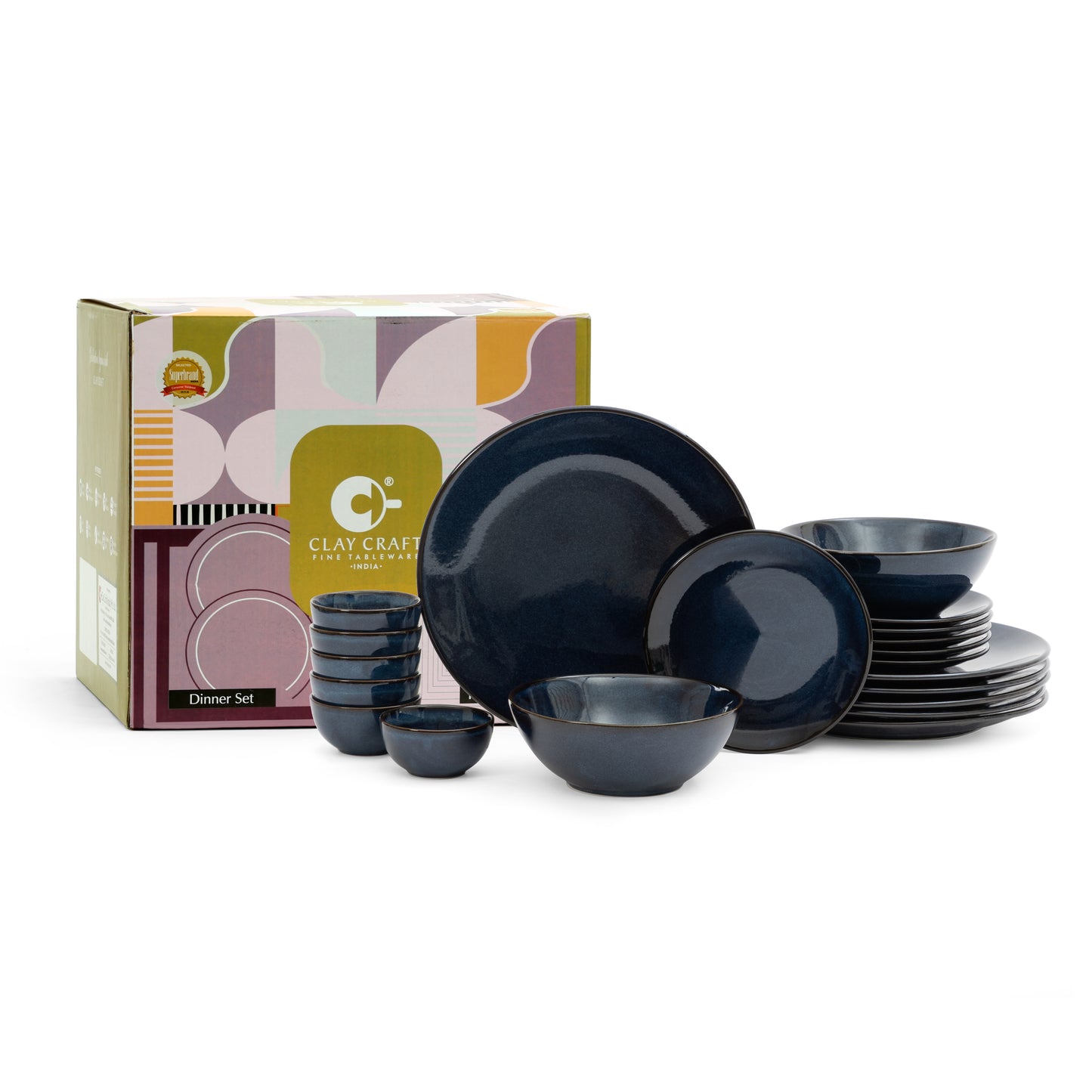 Clay Craft Coupe Pebble Blue Dinner Set of 20 Pcs