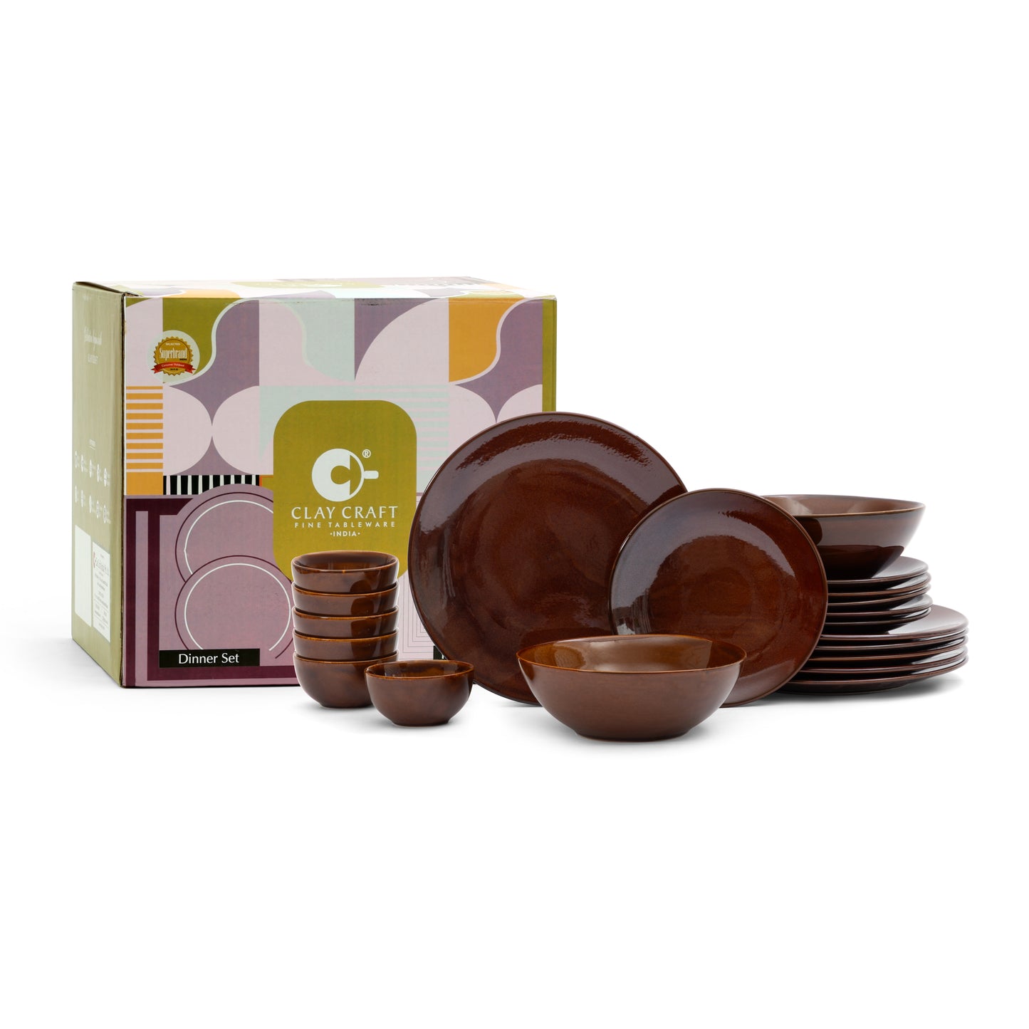 Clay Craft Coupe Pebble Red Dinner Set of 20 Pcs