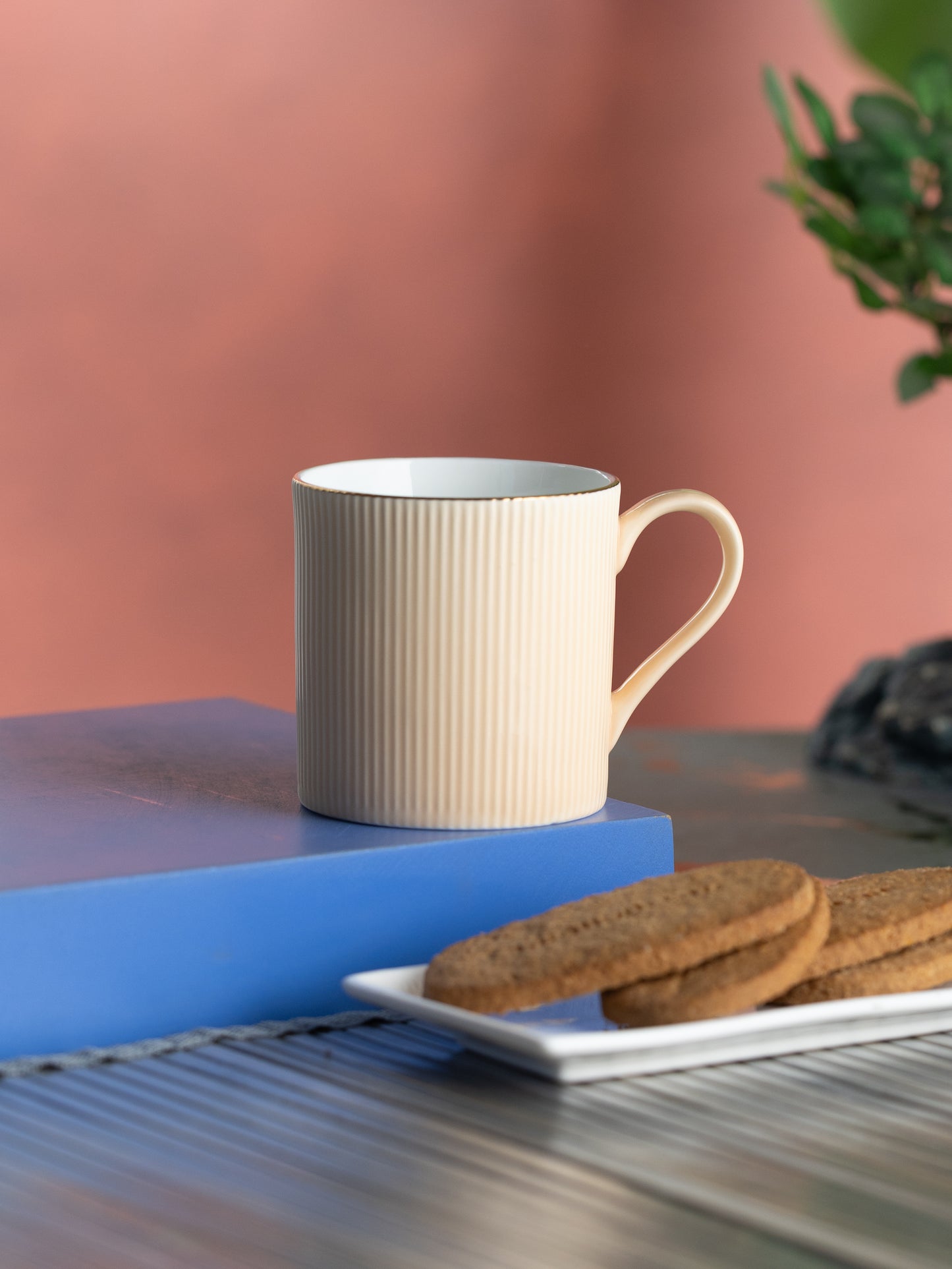 Clay Craft Ethan Impression 1300 Coffee & Tea Mugs Set of 6 (IVORY)