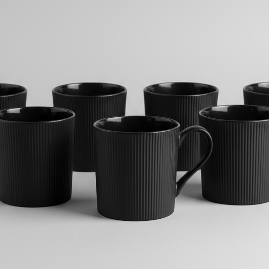 Clay Craft Ethan Impression 1300 Coffee & Tea Mugs Set of 6 (BLACK)