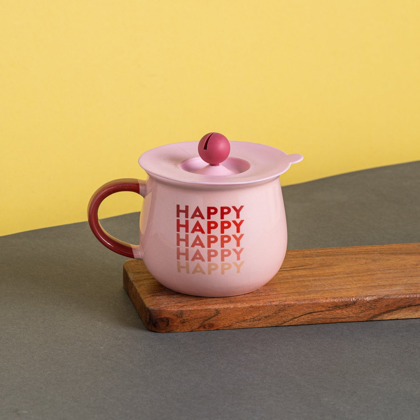 Clay Craft Ceramic Donald Coffee Mug with Airtight Silicone Suction Lid