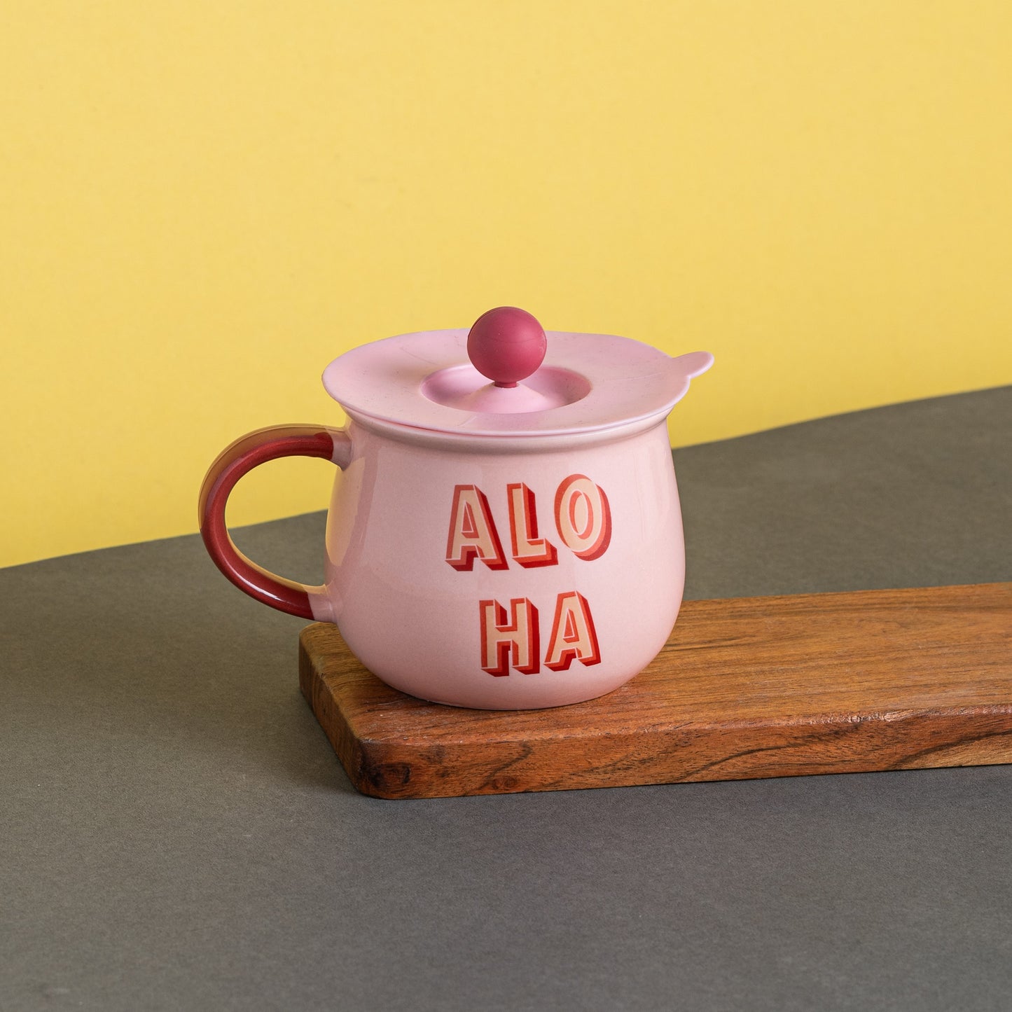 Clay Craft Ceramic Donald Coffee Mug with Airtight Silicone Suction Lid