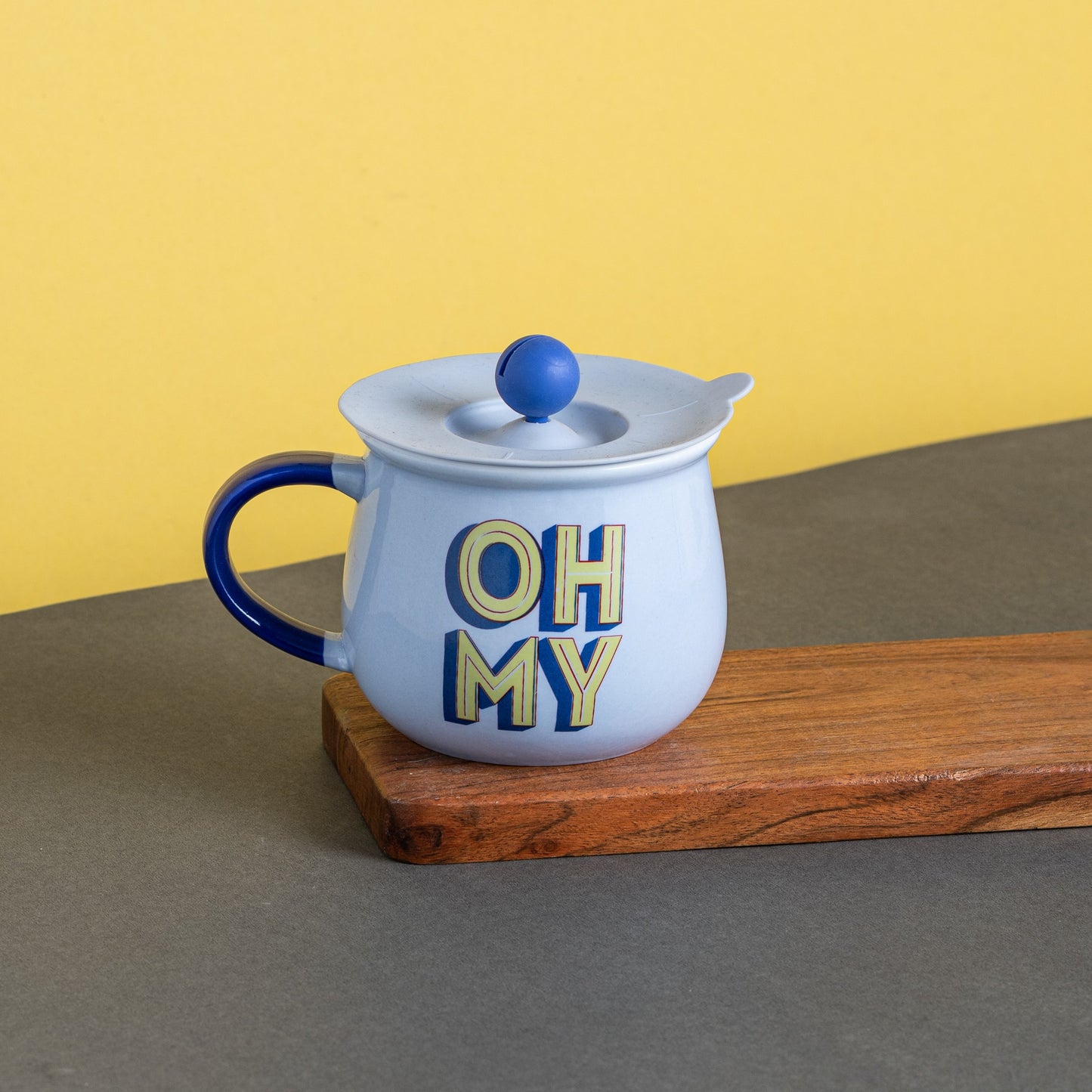 Clay Craft Ceramic Donald Coffee Mug with Airtight Silicone Suction Lid