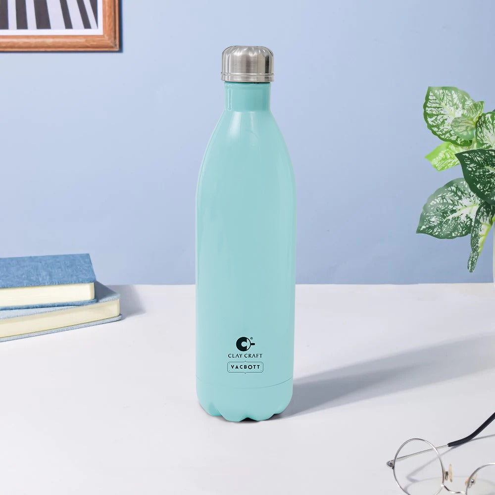Vacbott Vaccum Bottle, 1000ml Stark Double Walled 24 Hours Hot and Cold Water Bottle with Bag, 1000 ml, Sky Blue