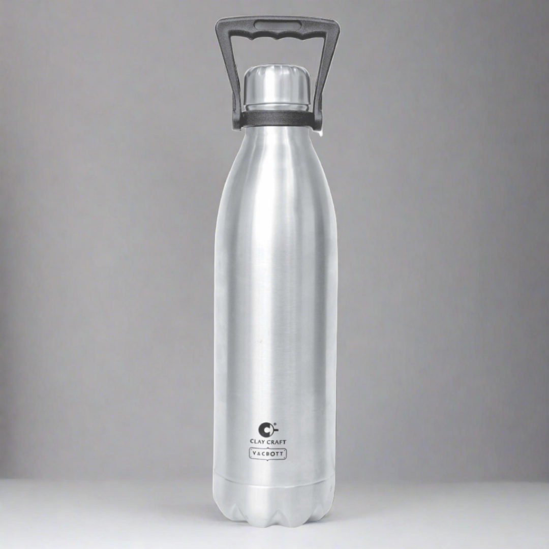 Vacbott Vaccum Bottle, Stark Double Walled 24 Hours Hot and Cold Water Bottle, 1500/1800ml, Silver