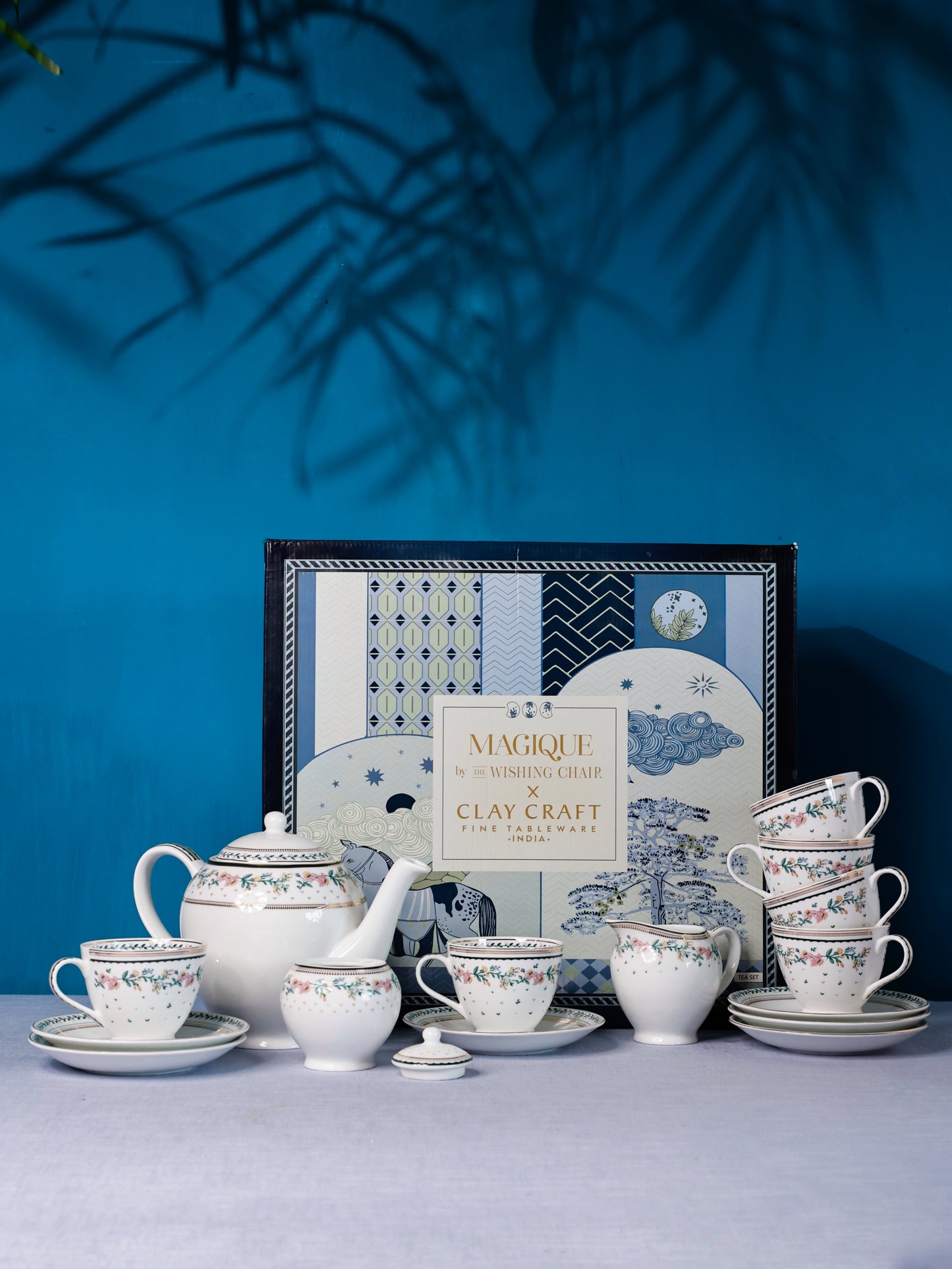 Magique by The Wishing Chair x Clay Craft, Emerald Ribbon King Tea Set of 15 (T03)