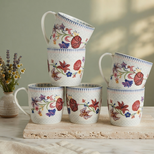 Magique x Clay Craft – French Country side Alton Coffee Mug Set of 6, 180 ml, FC468