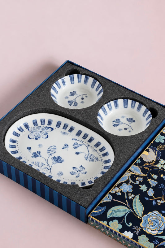 Magique By The Wishing Chair X Clay Craft, Blue Orchard Textures Charlie 25 Cm Platter & Bowl Set