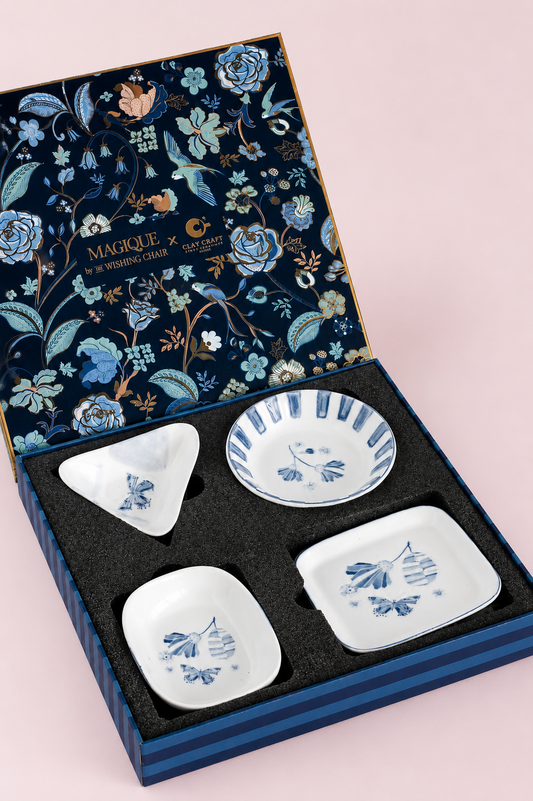 Magique By The Wishing Chair X Clay Craft, Blue Orchard Trinket Serving Set