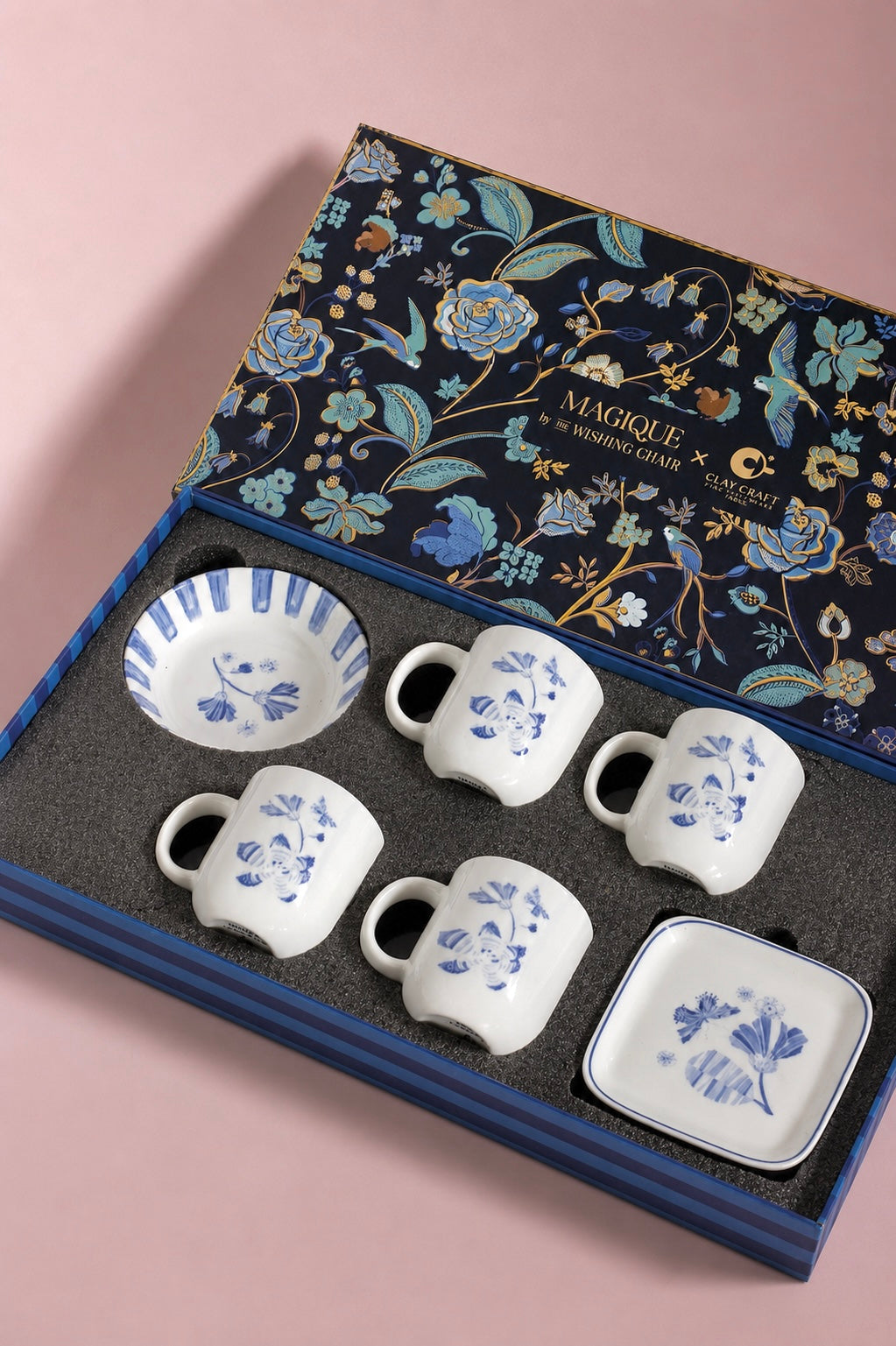 Magique By The Wishing Chair X Clay Craft, Blue Orchard Textures Mugs & Serving Set