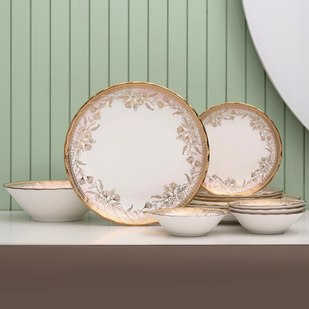 Karina Ebony Dinner Set of 16 (E626), For Family of 6