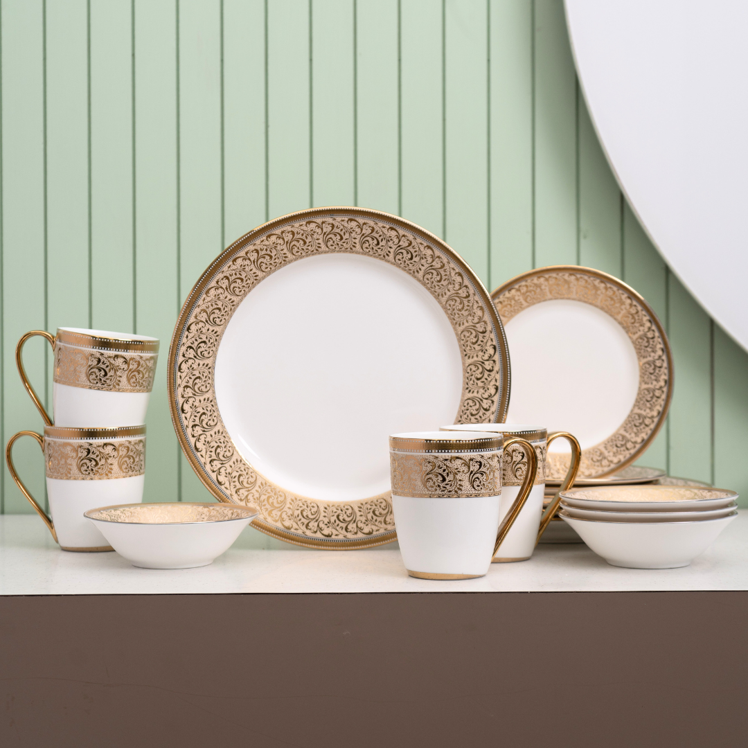 Georgian Ebony Dinner Set of 16 (E646), For Family of 4