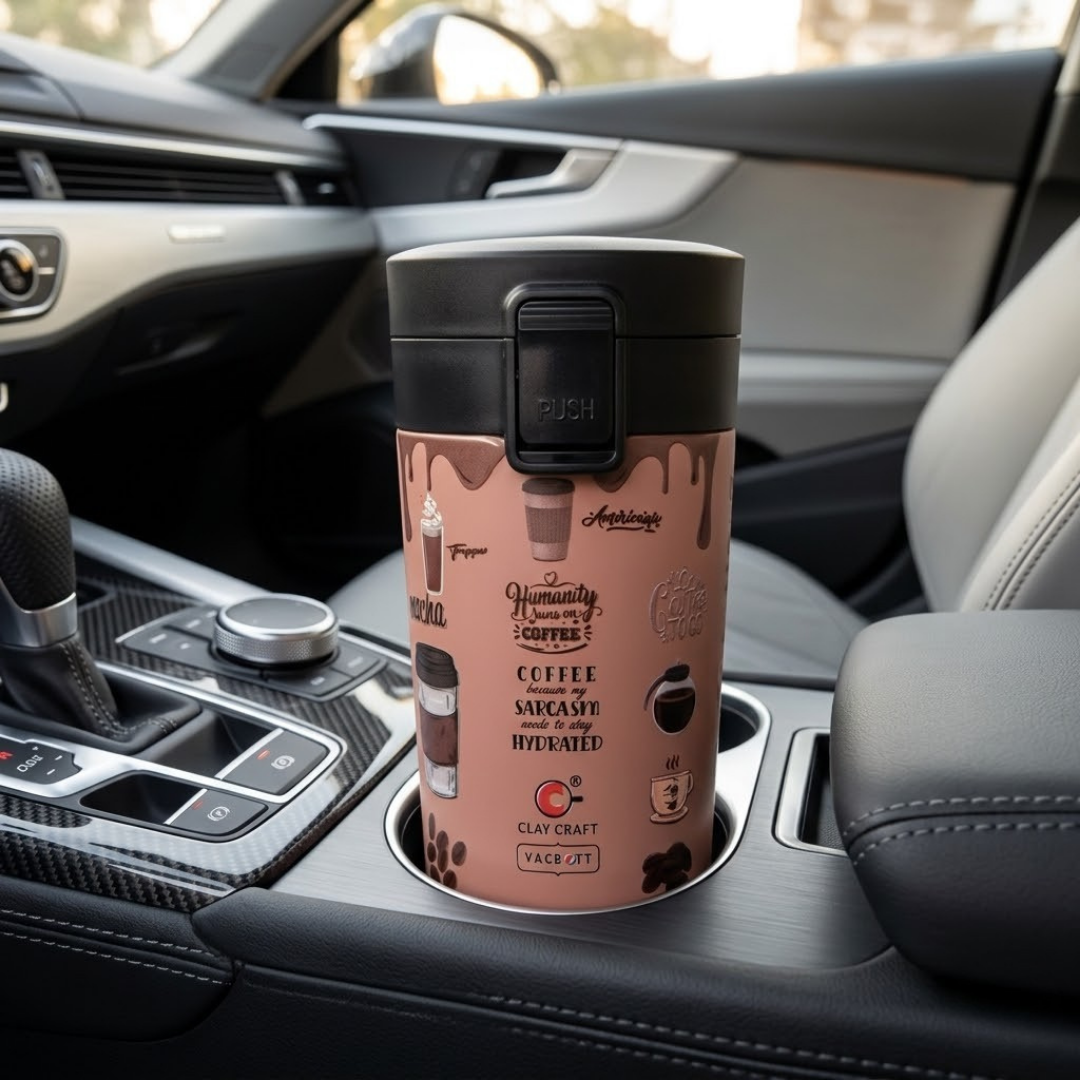 Vacbott Vacuum Insulated Caferoma Printed Tumbler Double Walled Hot 18 Hours and 24 Hours Cold Mug, 280 ml