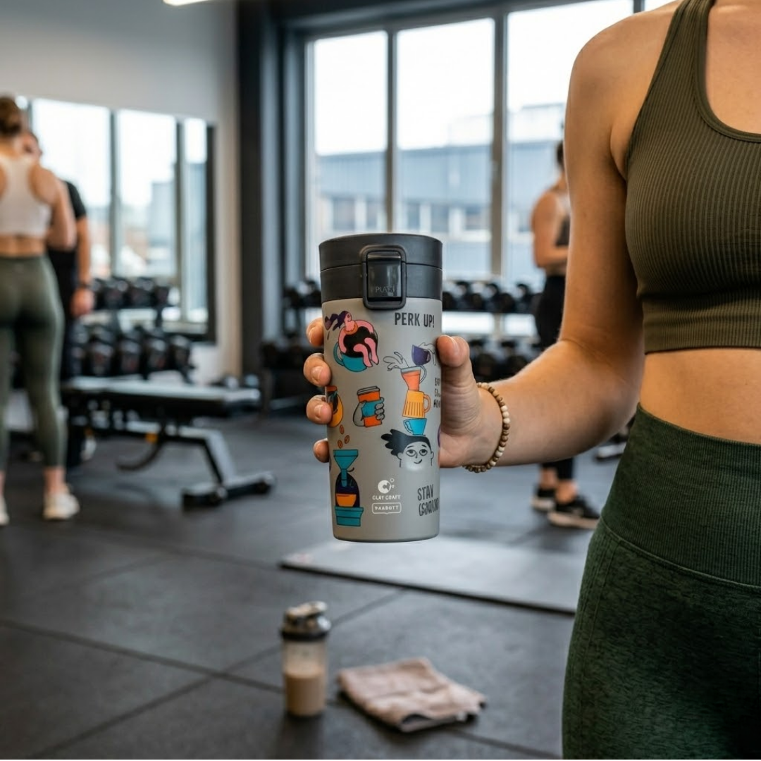 Vacbott Vacuum Insulated Caferoma Printed Tumbler Double Walled 18 Hours Hot & 24 Hours Cold  Water Bottle Vacuum Insulated Hot & Cold Flask Mug