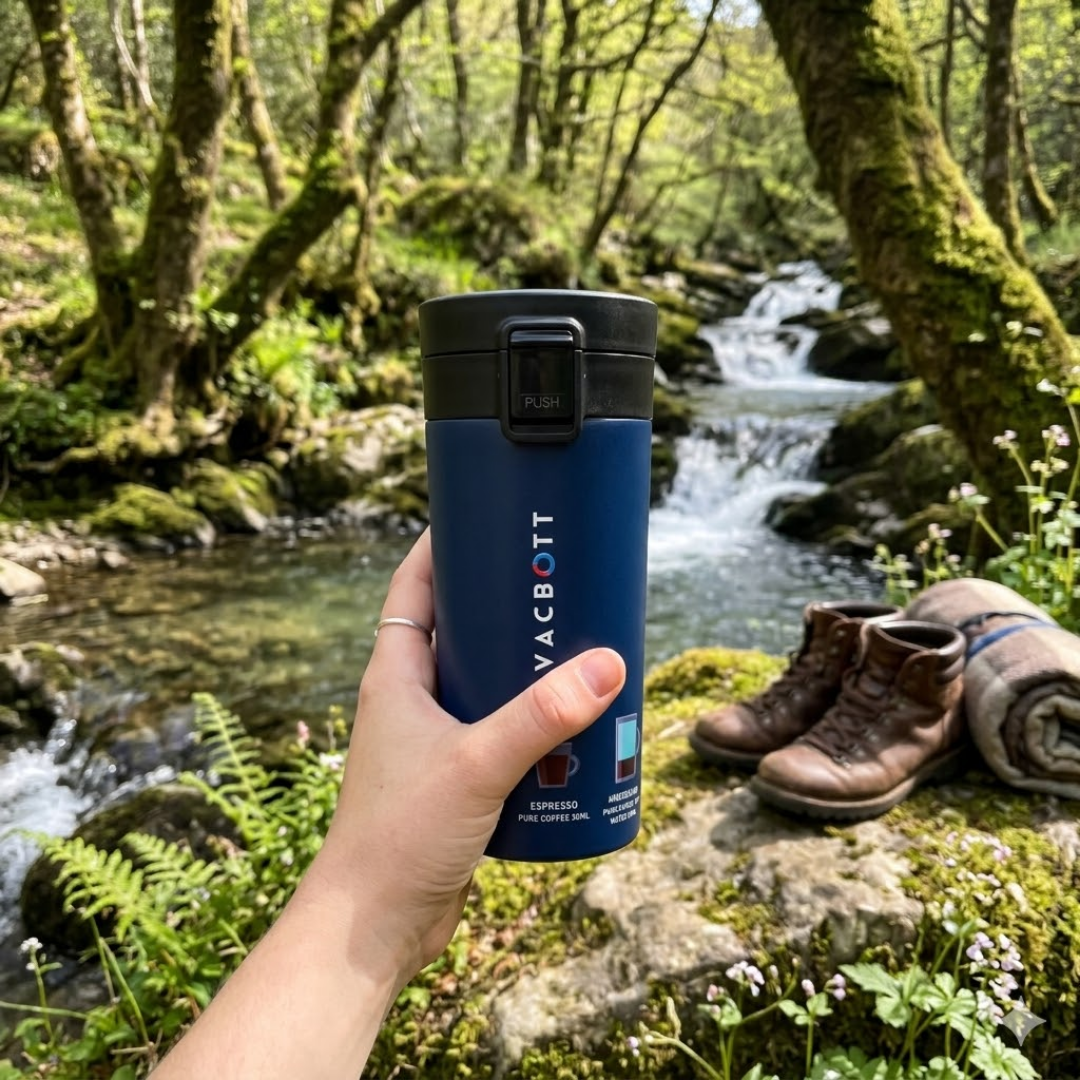 Vacbott Vacuum Insulated Caferoma Printed Tumbler Double Walled 18 Hours Hot & 24 Hours Cold  Water Bottle Vacuum Insulated Hot & Cold Flask Mug