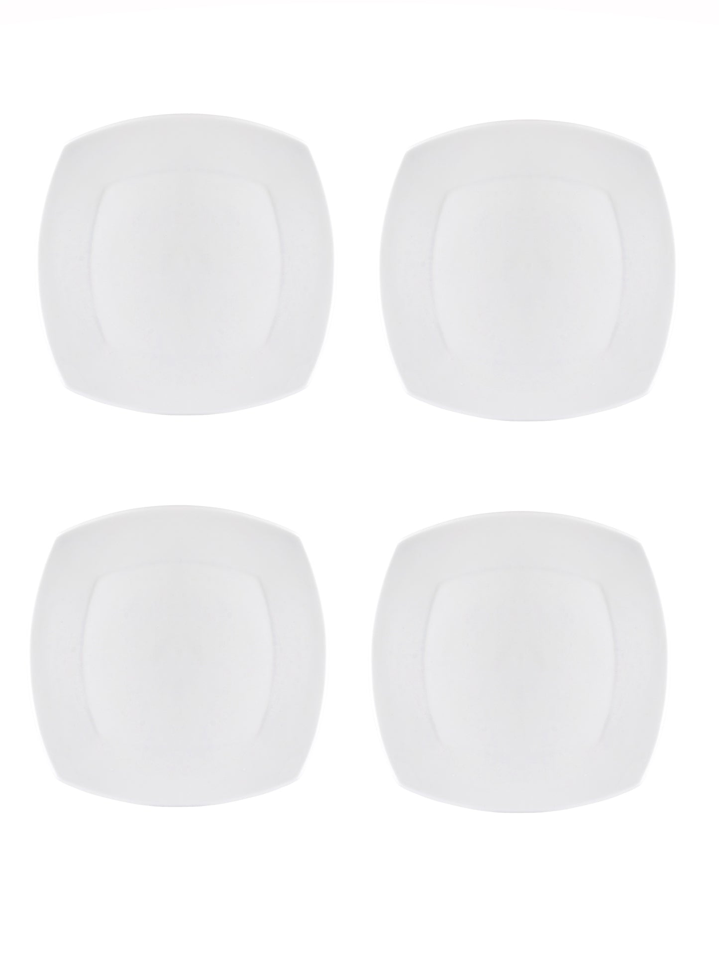 Clay Craft Basic Quarter Plate Zen Square 7" 4 Piece Plain White