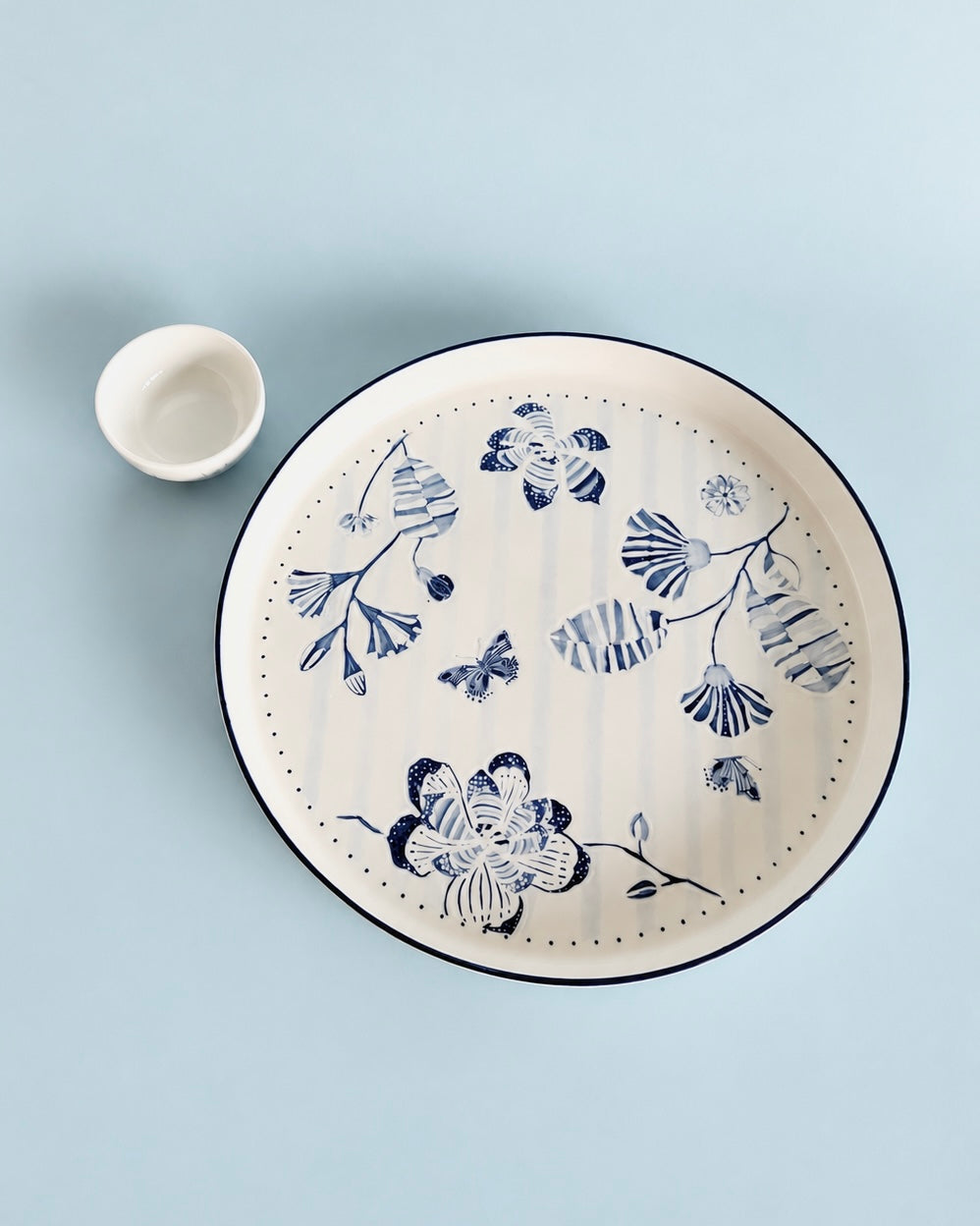 Magique By The Wishing Chair X Clay Craft, Blue Orchard Textures Koras 27 Cm Chip & Dip Serving Set