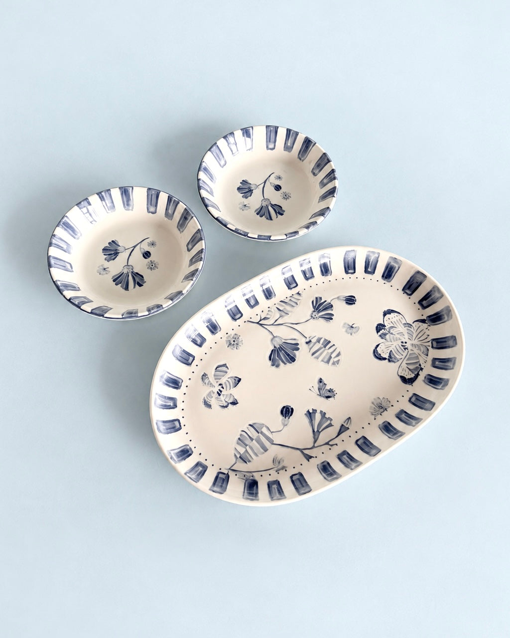 Magique By The Wishing Chair X Clay Craft, Blue Orchard Textures Charlie 25 Cm Platter & Bowl Set