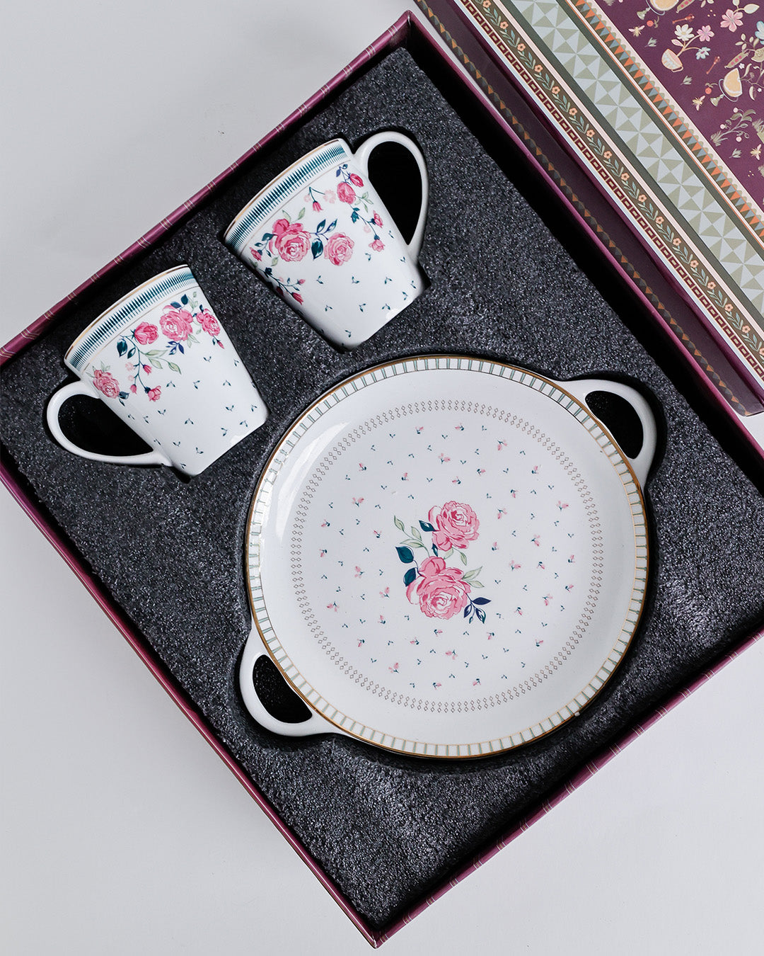 Magique by The Wishing Chair x Clay Craft, Portrait of a Rose Tawa Platter with Zing Medium mug Set