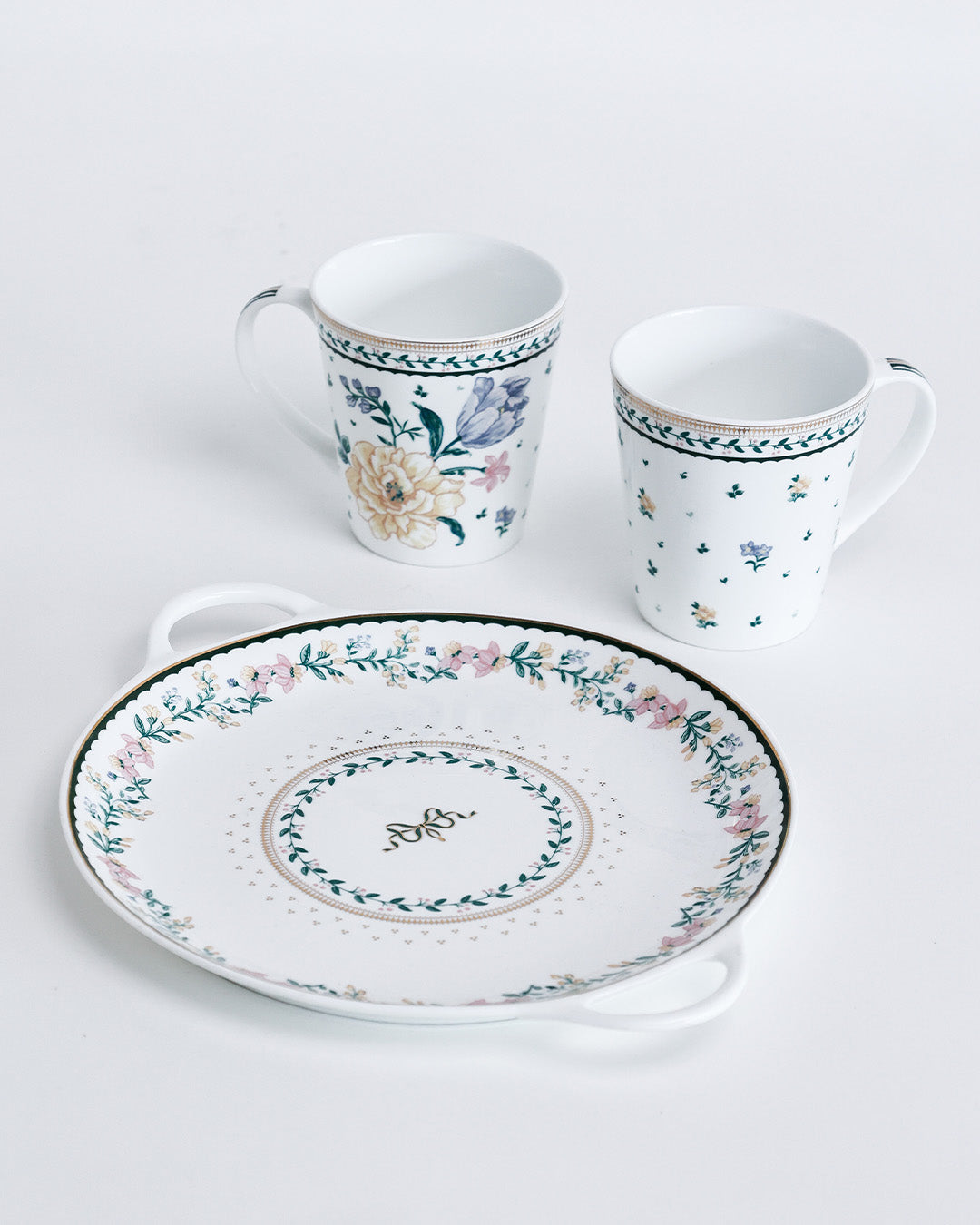 Magique by The Wishing Chair x Clay Craft, Emerald Ribbon Tawa Platter with Zing Medium mug Set
