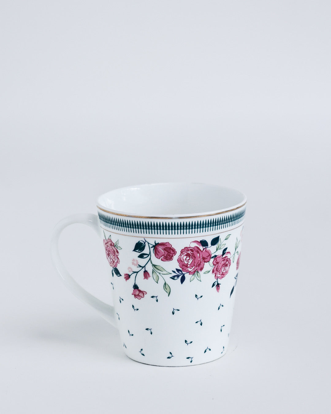 Magique by The Wishing Chair x Clay Craft, Portrait of a Rose Zing Coffee Mug with Dessert Plates Set of 8 Pcs (4 Mugs + 4 Plate)