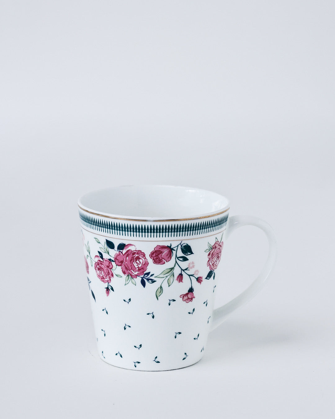 Magique by The Wishing Chair x Clay Craft, Portrait of a Rose Zing Coffee Mug with Dessert Plates Set of 8 Pcs (4 Mugs + 4 Plate)